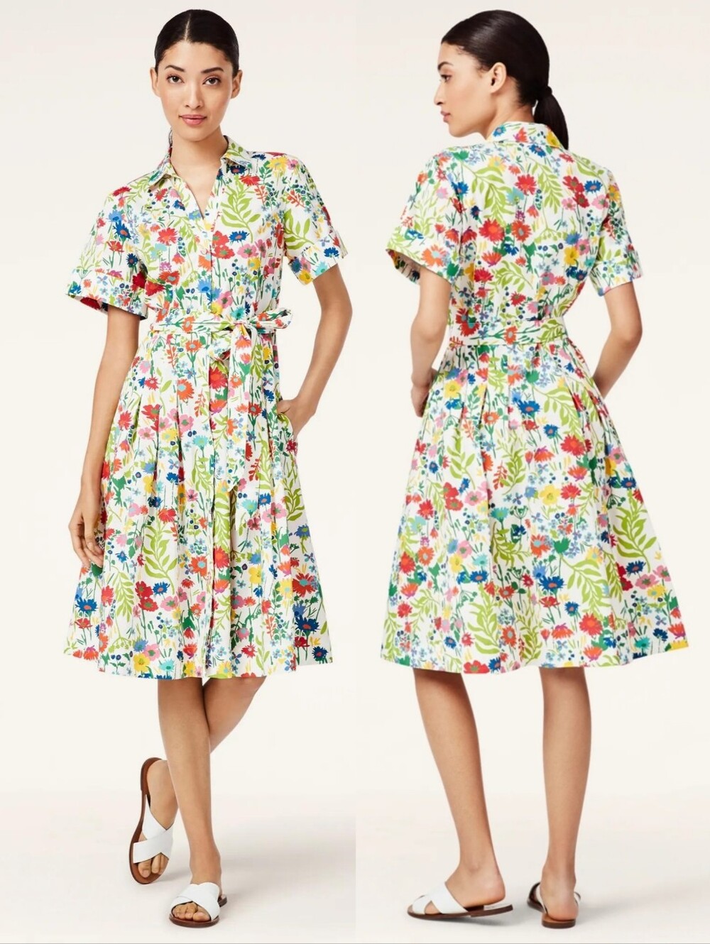 Brooks Brothers Floral-Print Cotton Sateen Shirt Dress Size 6
